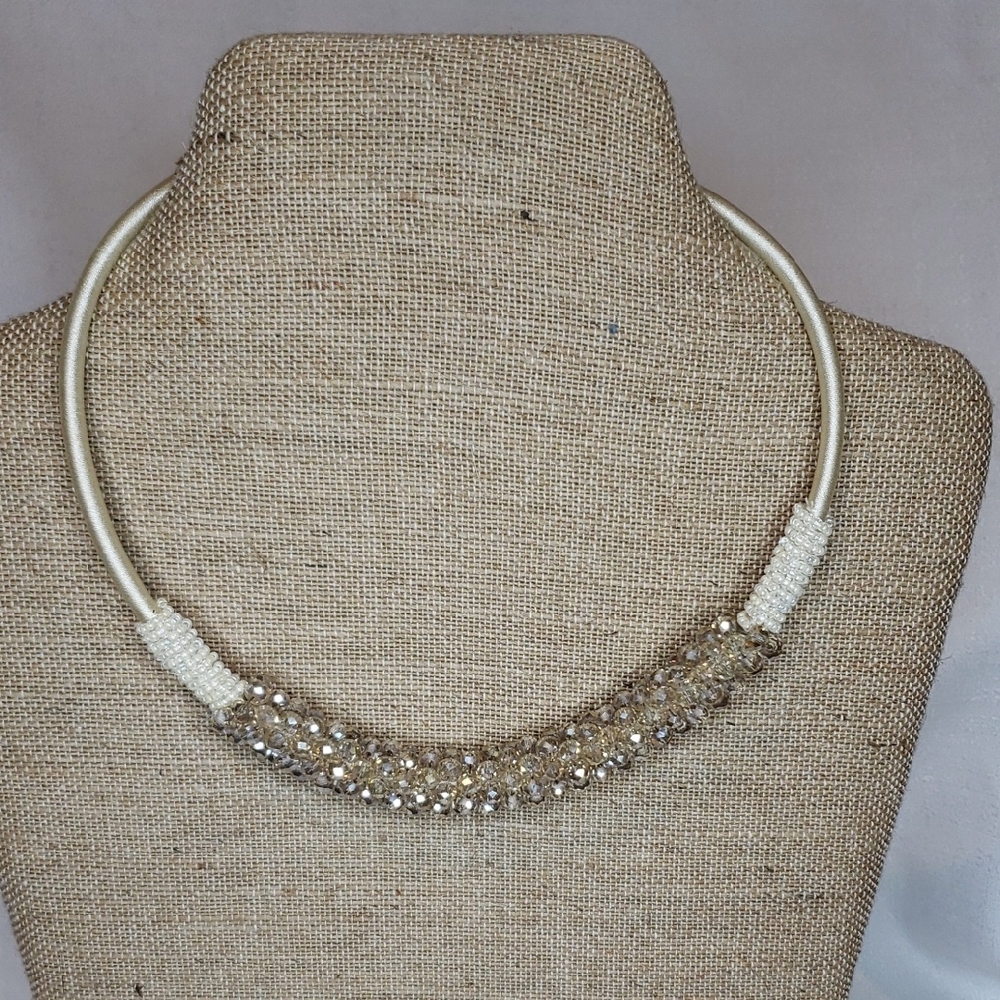 Chic Gold and Silver Beaded Necklace